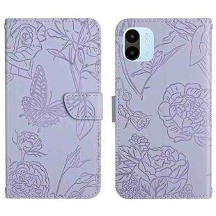 For Xiaomi Redmi A1 HT03 Skin Feel Butterfly Embossed Flip Leather Phone Case(Purple)
