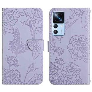 For Xiaomi Redmi K50 Ultra/12T/12T Pro HT03 Skin Feel Butterfly Embossed Flip Leather Phone Case(Purple)