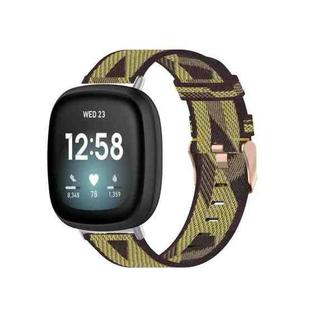 For Fitbit Versa 4 / Sense 2 Universal Nylon Weave Canvas Watch Band(Yellow Stripes)