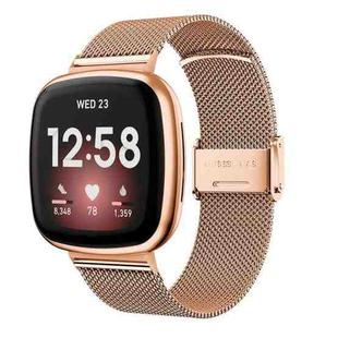 For Fitbit Versa 4 / Sense 2 Universal Metal Stainless Steel Buckle Watch Band(Rose Gold)