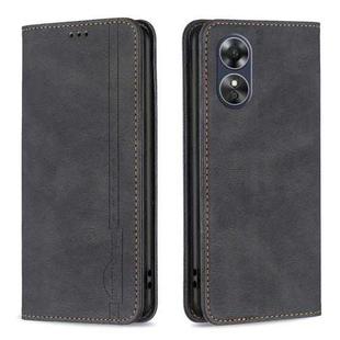 For OPPO A17 Magnetic RFID Blocking Anti-Theft Leather Phone Case(Black)