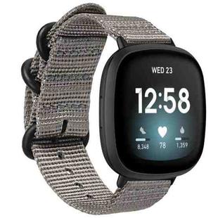 For Fitbit Versa 4 / Sense 2 Universal Three-ring Steel Buckle Nylon Watch Band(Grey)