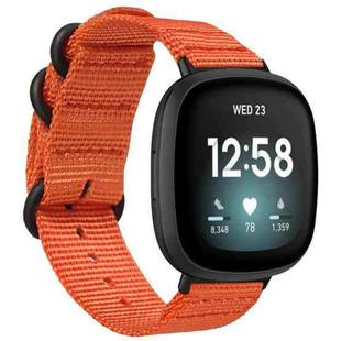 For Fitbit Versa 4 / Sense 2 Universal Three-ring Steel Buckle Nylon Watch Band(Orange)