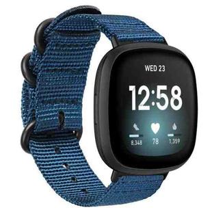 For Fitbit Versa 4 / Sense 2 Universal Three-ring Steel Buckle Nylon Watch Band(Royal Blue)