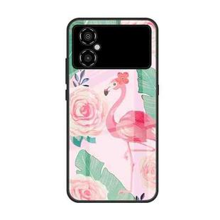 For Xiaomi Poco M4 Colorful Painted Glass Phone Case(Flamingo)