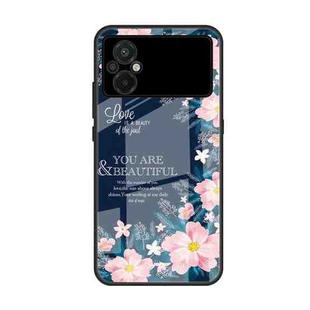 For Xiaomi Poco M5 Colorful Painted Glass Phone Case(Flower)