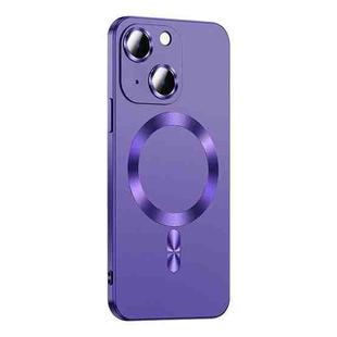 For iPhone 14 Liquid Lens Protector Magsafe Phone Case(Dark Purple)
