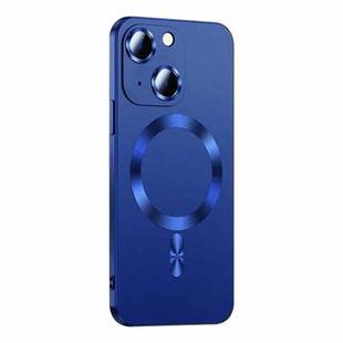For iPhone 14 Liquid Lens Protector Magsafe Phone Case(Navy Blue)