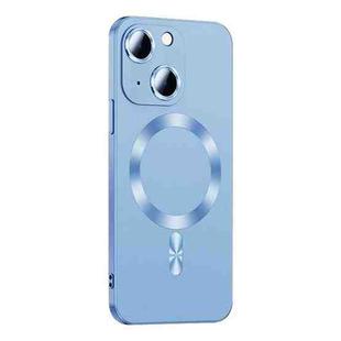 For iPhone 14 Liquid Lens Protector Magsafe Phone Case(Sierra Blue)