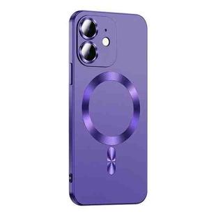 For iPhone 12 Liquid Lens Protector Magsafe Phone Case(Dark Purple)