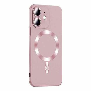 For iPhone 12 Liquid Lens Protector Magsafe Phone Case(Gold Pink)