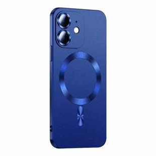 For iPhone 12 Liquid Lens Protector Magsafe Phone Case(Navy Blue)