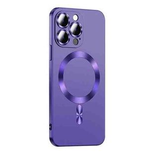 For iPhone 12 Pro Liquid Lens Protector Magsafe Phone Case(Dark Purple)