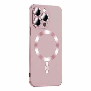 For iPhone 12 Pro Max Liquid Lens Protector Magsafe Phone Case(Gold Pink)
