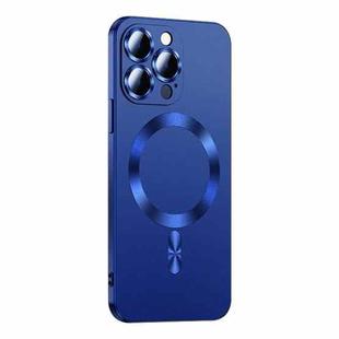 For iPhone 12 Pro Max Liquid Lens Protector Magsafe Phone Case(Navy Blue)