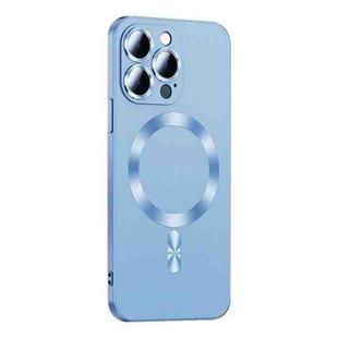 For iPhone 12 Pro Max Liquid Lens Protector Magsafe Phone Case(Sierra Blue)