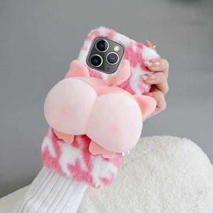For iPhone 12 Pro Max Big Ass Monkey Plush TPU Phone Case(Pink White)