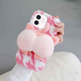 For iPhone 11 Big Ass Monkey Plush TPU Phone Case(Pink White)