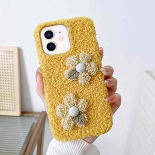 For iPhone 12 Flowers Plush TPU Phone Case(Yellow)