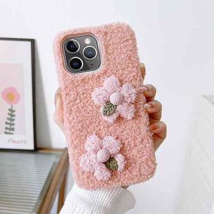 For iPhone 11 Pro Max Flowers Plush TPU Phone Case(Pink)