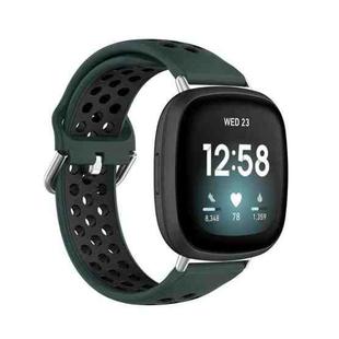 For Fitbit Versa 4 / Sense 2 Dual Color Silicone Watch Band(Olive Green Black)