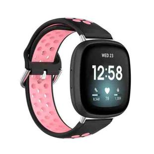 For Fitbit Versa 4 / Sense 2 Dual Color Silicone Watch Band(Black Pink)