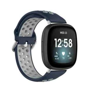 For Fitbit Versa 4 / Sense 2 Dual Color Silicone Watch Band(Midnight Blue Gray)
