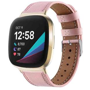 For Fitbit Versa 4 / Sense 2 Round Tail Genuine Leather Watch Band(Pink)