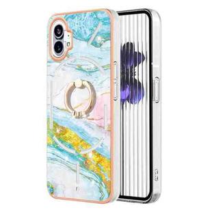 For Nothing Phone 1 Electroplating Marble Pattern TPU Phone Case(Green 004)