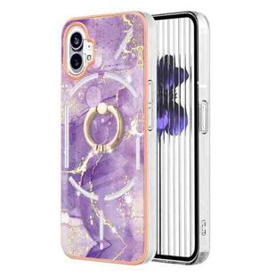 For Nothing Phone 1 Electroplating Marble Pattern TPU Phone Case(Purple 002)