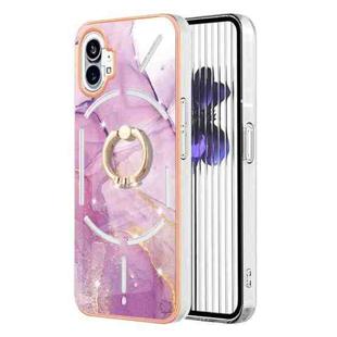 For Nothing Phone 1 Electroplating Marble Pattern TPU Phone Case(Purple 001)