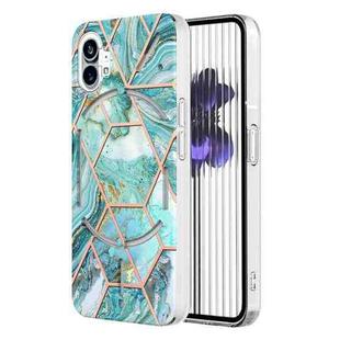 For Nothing Phone 1 Electroplating Splicing Marble TPU Phone Case(Blue)