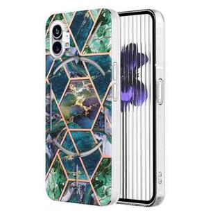 For Nothing Phone 1 Electroplating Splicing Marble TPU Phone Case(Blue Green)