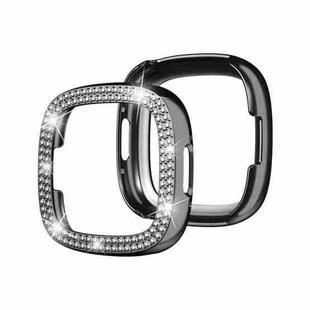 For Fitbit Versa 4 / Sense 2 Double-Row Diamond Electroplating PC Watch Case(Black)