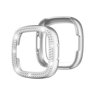 For Fitbit Versa 4 / Sense 2 Double-Row Diamond Electroplating PC Watch Case(Silver)