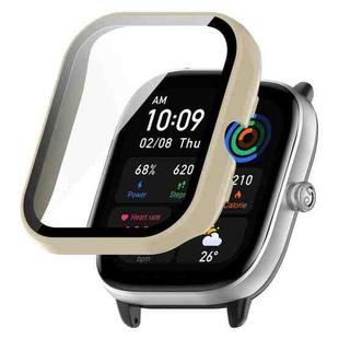 For Amazfit GTS4 Mini PC + Tempered Glass Integrated Protective Watch Case(Ivory White)