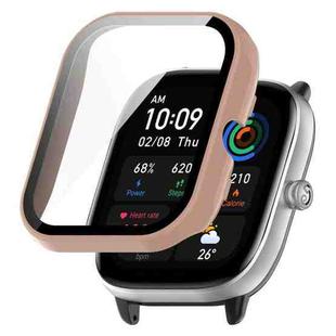 For Amazfit GTS4 Mini PC + Tempered Glass Integrated Protective Watch Case(Pink)