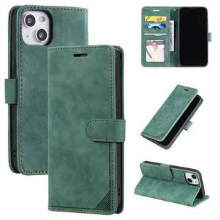 For iPhone 14 Skin Feel Anti-theft Brush Horizontal Flip Leather Phone Case(Green)