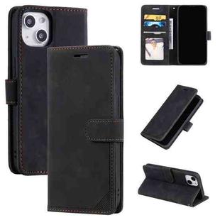 For iPhone 14 Skin Feel Anti-theft Brush Horizontal Flip Leather Phone Case(Black)