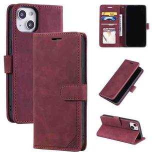 For iPhone 14 Skin Feel Anti-theft Brush Horizontal Flip Leather Phone Case(Red)