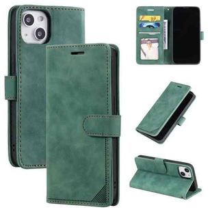 For iPhone 14 Plus Skin Feel Anti-theft Brush Horizontal Flip Leather Phone Case(Green)