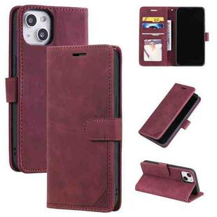 For iPhone 14 Plus Skin Feel Anti-theft Brush Horizontal Flip Leather Phone Case(Red)