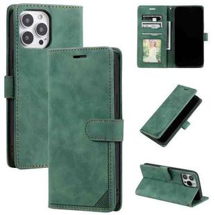 For iPhone 14 Pro Max Skin Feel Anti-theft Brush Horizontal Flip Leather Phone Case(Green)