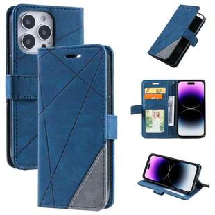 For iPhone 14 Pro Max Skin Feel Splicing Leather Phone Case(Blue)