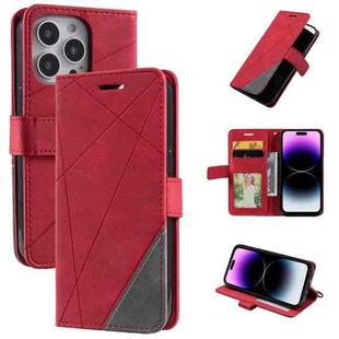 For iPhone 14 Pro Max Skin Feel Splicing Leather Phone Case(Red)