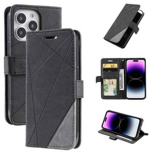 For iPhone 14 Pro Max Skin Feel Splicing Leather Phone Case(Black)