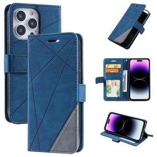 For iPhone 14 Pro Skin Feel Splicing Leather Phone Case(Blue)