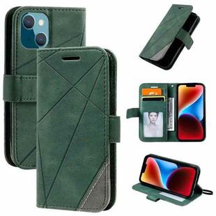 For iPhone 14 Skin Feel Splicing Leather Phone Case(Green)