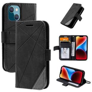 For iPhone 14 Plus Skin Feel Splicing Leather Phone Case(Black)