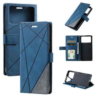 For Xiaomi Poco M4 Pro 4G Skin Feel Splicing Leather Phone Case(Blue)